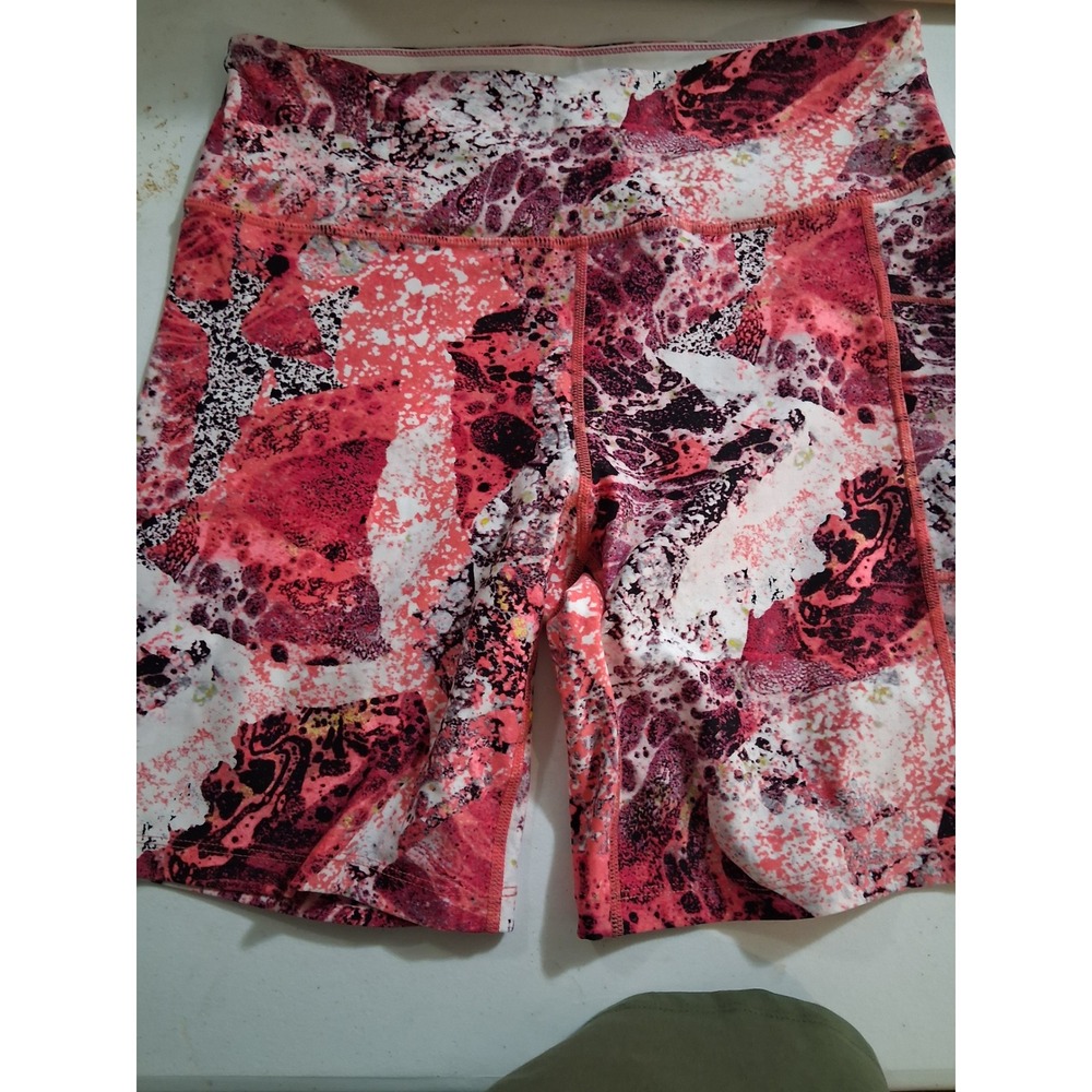 Calvin Klein Performance Pink Abstract Marble Print Biker Shorts Womens Large